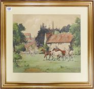 Alfred Cleavin, Watercolour painting of school of horses '': In gilt frame, signed and dated 1956,