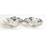 Pleasing pair of pierced silver bon bon dishes: Hallmarks for Sheffield 1968, weight 206 grams,