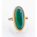 High carat gold and green stone ring: Not hallmarked but tested as high carat, 18ct or better. Stone