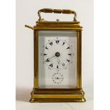 Unusual hour repeating and alarm carriage clock with Ottoman dial: Measures 17.5cm including handle.