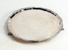 Large hallmarked silver Salver Sheffield 1896: Weight 936 grams, diameter 31cm, in good overall used