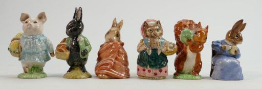 Beswick BP3 Beatrix Potter figures: Little Black Rabbit, Squirrel Nutkin, Cousin Ribby, Poorly Peter