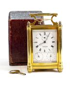 A good mid 19th century Austrian brass cased carriage clock by Adolf Uhlig Wien: Uhlig of Vienna was
