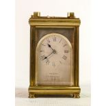 Large silvered arched dial half hour repeating carriage clock by Haseldine London: Measures 18cm