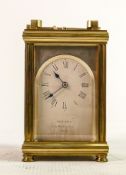 Large silvered arched dial half hour repeating carriage clock by Haseldine London: Measures 18cm