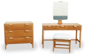 Mid century Danish dressing table, chest of drawers & matching stool: Size of chest of drawers -