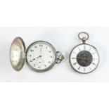 Omega silver & niello enamel gents pocket watch and another cased duplex watch: Omega full hunter