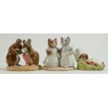 Royal Albert BP6A Beatrix Potter figures: The Christmas Stocking , Benjamin Wakes Up & Mittens &