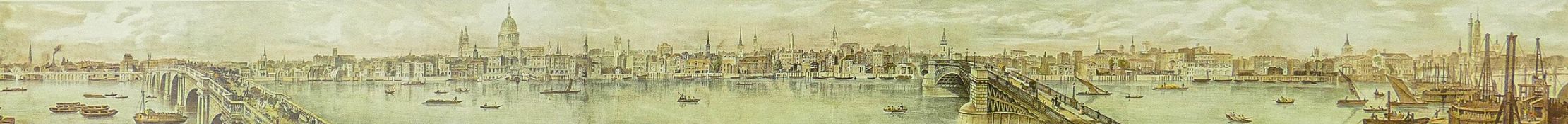 Very large framed coloured Lithograph of Panoramic View of London - Charles Joseph Hullmandel: Frame