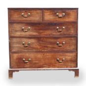Georgian Mahogany chest of five drawers of substantial proportions: Height 126cm, length 123cm &