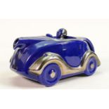 Sadlers 1930s dark blue Racing car novelty tea pot: OKT42, length 22cm