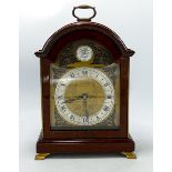 Mahogany cased Elliot miniature Bracket clock: Height 25cm, 16cm width, 9cm depth, with key