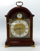Mahogany cased Elliot miniature Bracket clock: Height 25cm, 16cm width, 9cm depth, with key