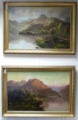 Joel Owen pair of early 20th century landscape oil paintings on canvas 1916: Measuring 49cm x 75cm