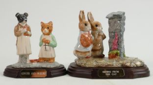 Beswick Beatrix Potter tableau figures Ginger & Pickles & Hiding from the Cat: Both limited editions