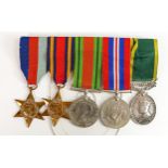 WWII medal group including: 39-45 Star, The Burma Star, Defence Medal, War Medal & Territorial for