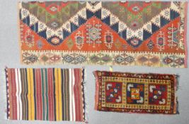 3 x oriental rugs includes runner: Largest measures 203cm x 82cm.