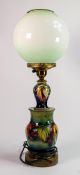 Moorcroft Two Stage table lamp decorated with Leaf & Berry on fading green ground: Height with shade