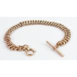 9ct rose gold watch chain Albert: Measures 20.5cm long end to end. Hallmarked, weight 9.1g. Some