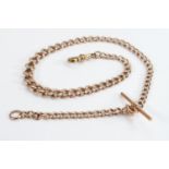 9ct rose gold single watch chain Albert: Measures 38.5cm long end to end. Hallmarked on every