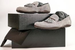 Boxed Harrys of London Mens Grey Dylan tassel loafers: Unused size EU42, fits UK 7.5