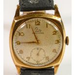 Record 9ct gold case mechanical manual wind wristwatch: Measures 29mm diameter excluding button.
