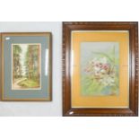 Herbert Betteley, watercolour painting of orchids: Dated 1911 in oak frame, 36 x 26cm and another