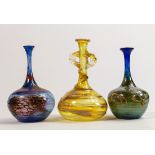 A collection of delicate art glass vases: Spiral and embossed decoration, height of tallest 14cm. (