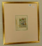 Seven Islamic hand painted framed paintings: Probably taken from a book, measuring 19cm x 15cm