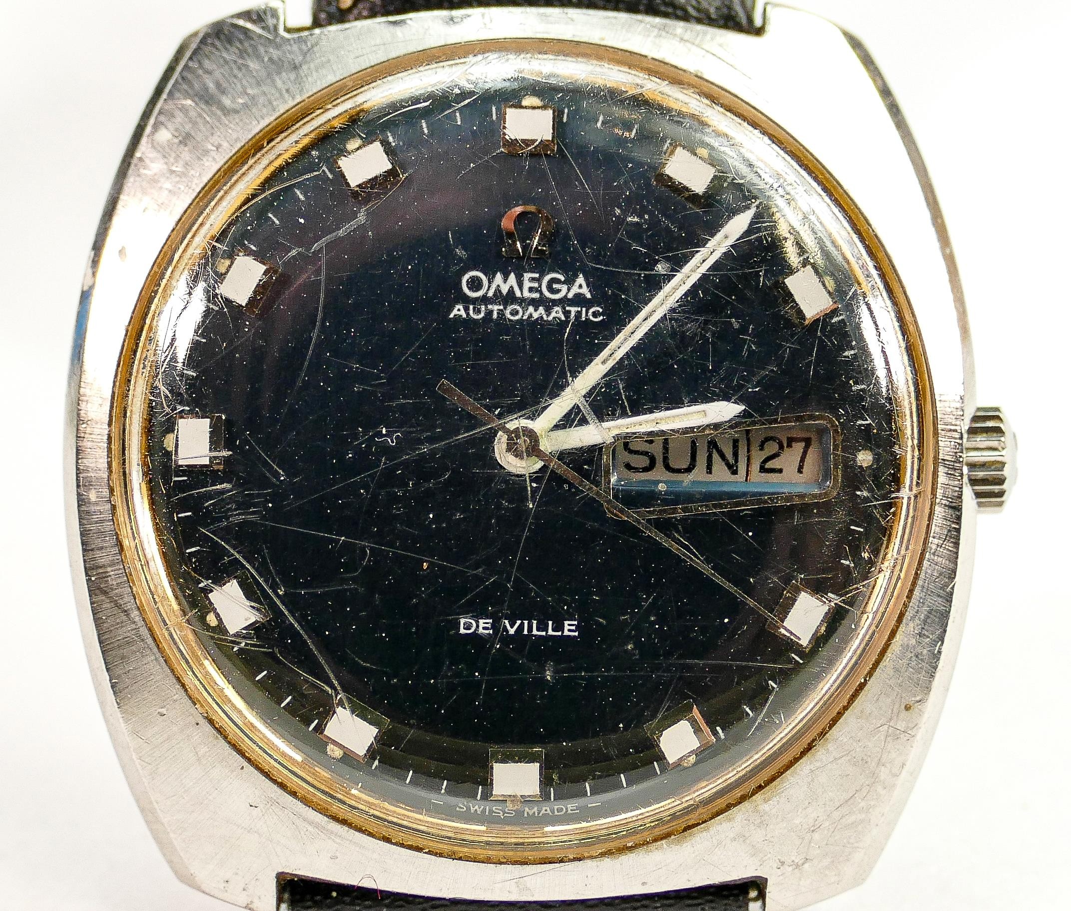 Omega De Ville manual wind gents wrist watch: Winds and ticks, but adjustment needed on winding stem