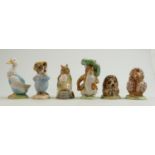 Beswick BP3 Beatrix Potter figures: Chippy Hackee, Tom Kitten & Butterfly, Benjamin Bunny, Mr