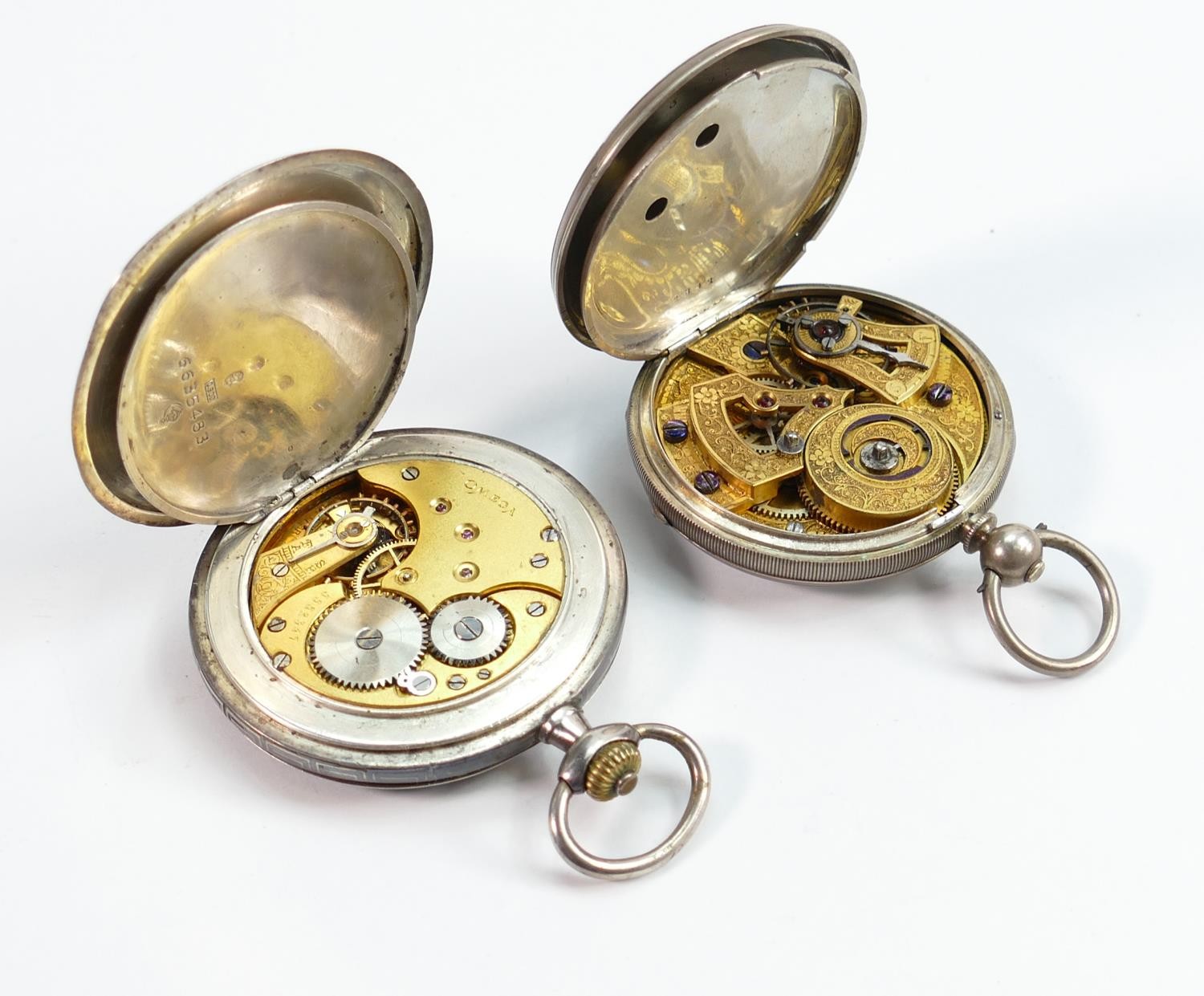 Omega silver & niello enamel gents pocket watch and another cased duplex watch: Omega full hunter - Image 3 of 4