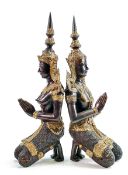 Pair of large bronze Thai Teppanom Angel figures: h.35cm.