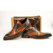 Boxed Forzieri two tone handcrafted leather Wingtip Oxford shoes: Lightly used, size US 8 UK 7.5