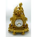 French Ormolu 19th century striking Mantle clock: Height 36cm x 26cm