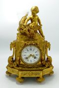 French Ormolu 19th century striking Mantle clock: Height 36cm x 26cm