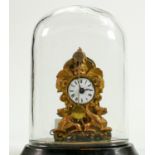 Miniature French clock under tiny glass dome: Overall height inc. dome 11cm. Not working.