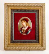 Continental 19th century portrait plaque: Mounted in later frame size 32cm x 28cm