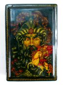 Russian 20th century signed Lacquer box: Length at largest 5.8cm