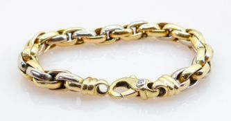 18ct gold & diamond set bracelet: Weight 34.1g, 20.5cm x 8mm wide. Stamped .750 and tested as
