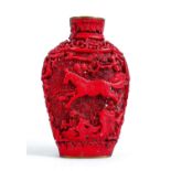 Chinese Cinnabar perfume bottle: No stopper, height 6.8cm