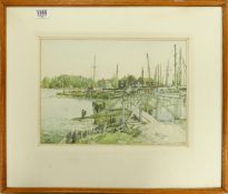 Reginald G Haggar, Watercolour painting ''Birdham Sluice Sussex '': In wooden frame, signed and