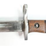 US WWI 1918 Remington Bayonet in original leather scabbard: Broad arrow 66 impressed in leather,