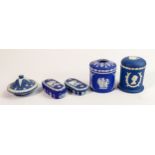 Wedgwood dip blue lidded boxes, small potpourri, lidded box & similar item (5)