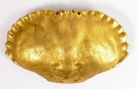 Japanese gilt on copper Crab Shell dish: Length 18.5cm