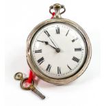19th century silver pair cased verge movement pocket watch: Movement bears the makers name William
