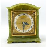 Onyx cased Elliot miniature Bracket clock retailed by Boodle & Dunthorne: Height 16cm, 14cm width,