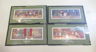 Hassell (John) Series of four framed Peter Pan prints titled: The Approach of The Indians, The