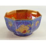 Wedgwood Lustre octagonal bowl decorated with fruit: