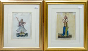 Two 19th century Indian watercolours: Measuring 18cm x 13cm & 18.5cm x 12cm excluding mounts and